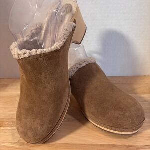 Crocs Dual Comfort Suede Faux Fur Lined Clogs Mule Shoes Women's W10 Brown